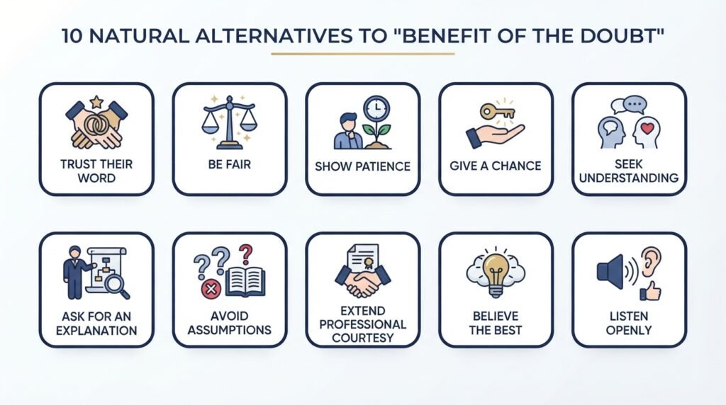 10 natural alternatives to benefit of the doubt in American English