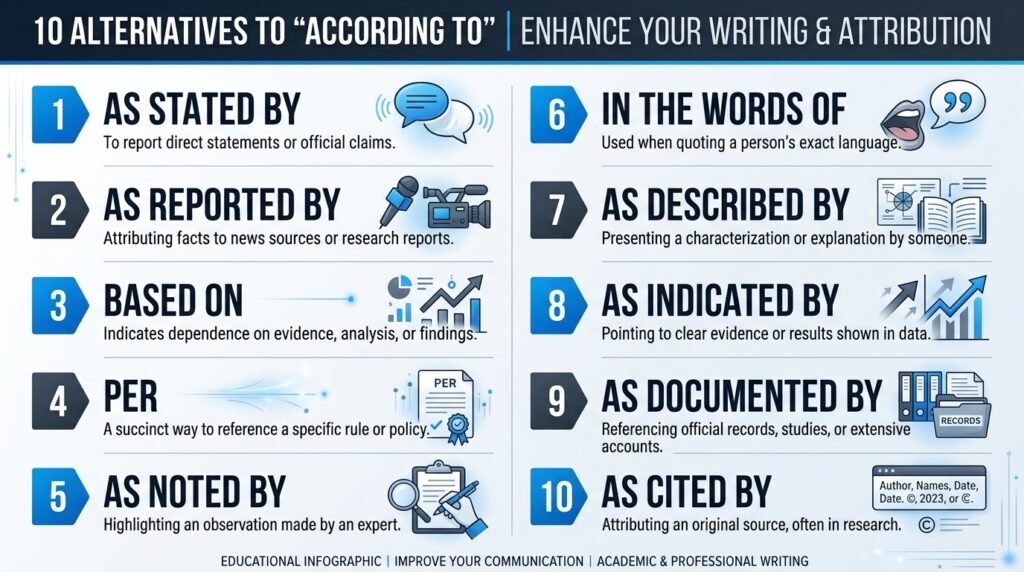 10 alternatives to according to with examples