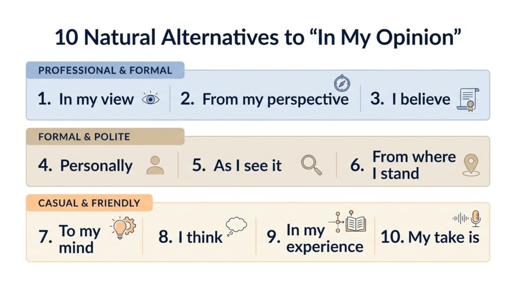 10 alternatives to in my opinion for professional and casual English