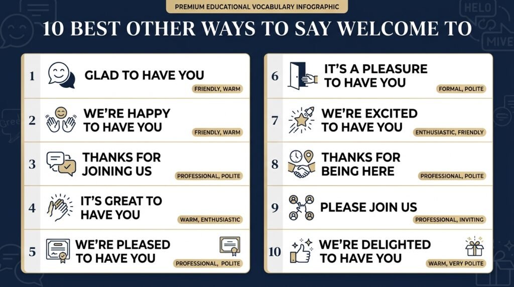 10 best alternatives to welcome to including friendly, formal, and professional phrases