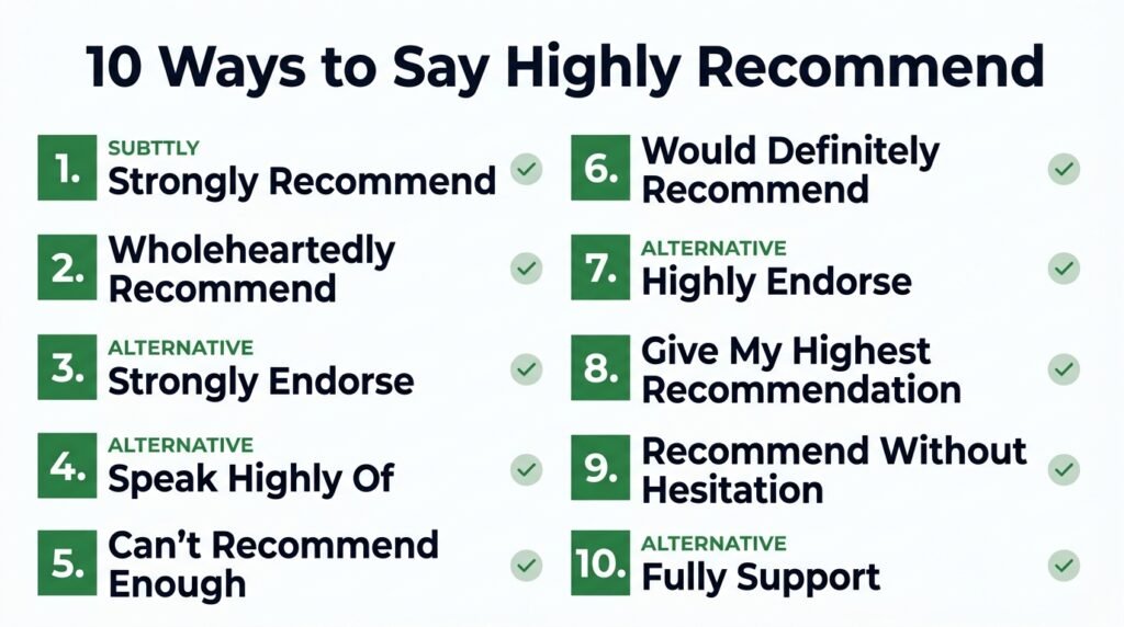 10 ways to say highly recommend with alternative phrases
