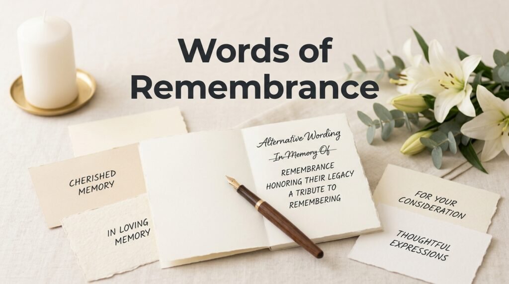 Alternatives to in memory of including remembrance and tribute phrases