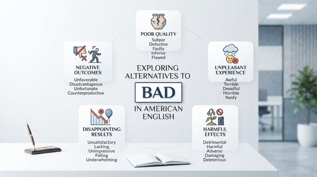 Meaning of another way to say bad with common English alternatives