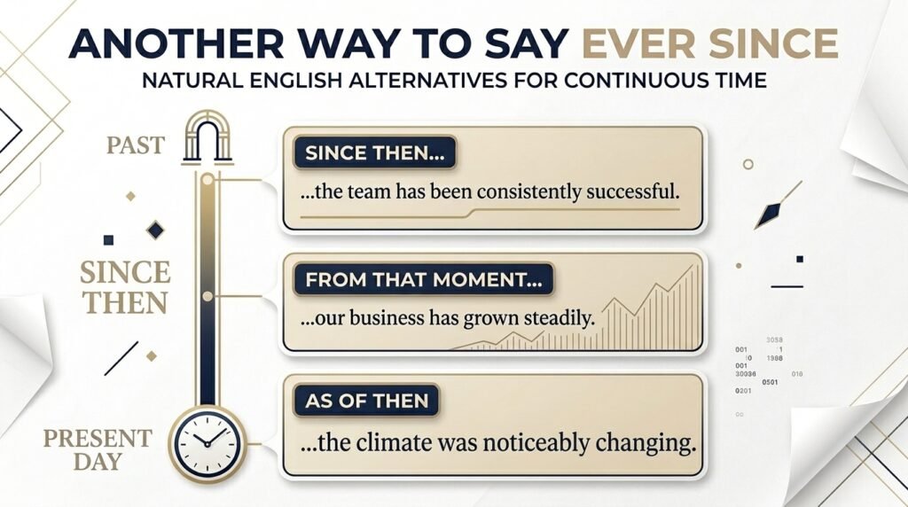 Timeline showing the meaning of another way to say ever since