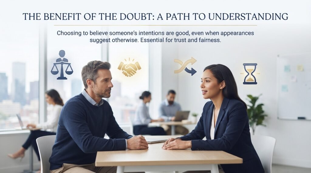 Two people showing trust and understanding when giving the benefit of the doubt
