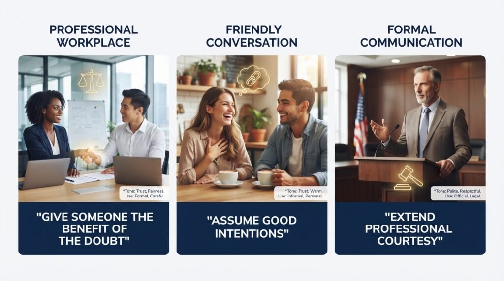 Comparison of professional, friendly, and formal alternatives to benefit of the doubt