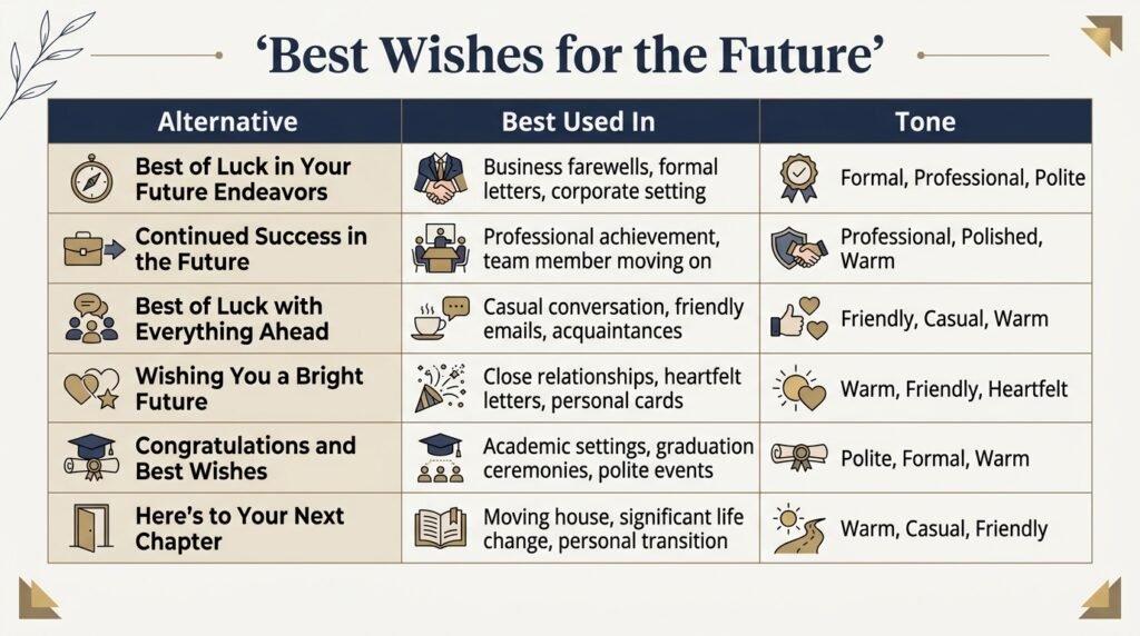 Comparison of alternatives to best wishes for the future