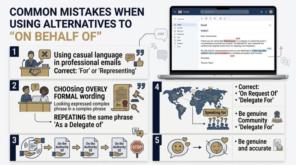 Common mistakes when using alternatives to on behalf of