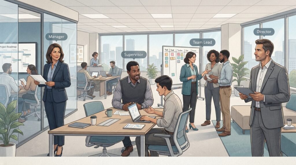 Different workplace roles used as alternatives to boss