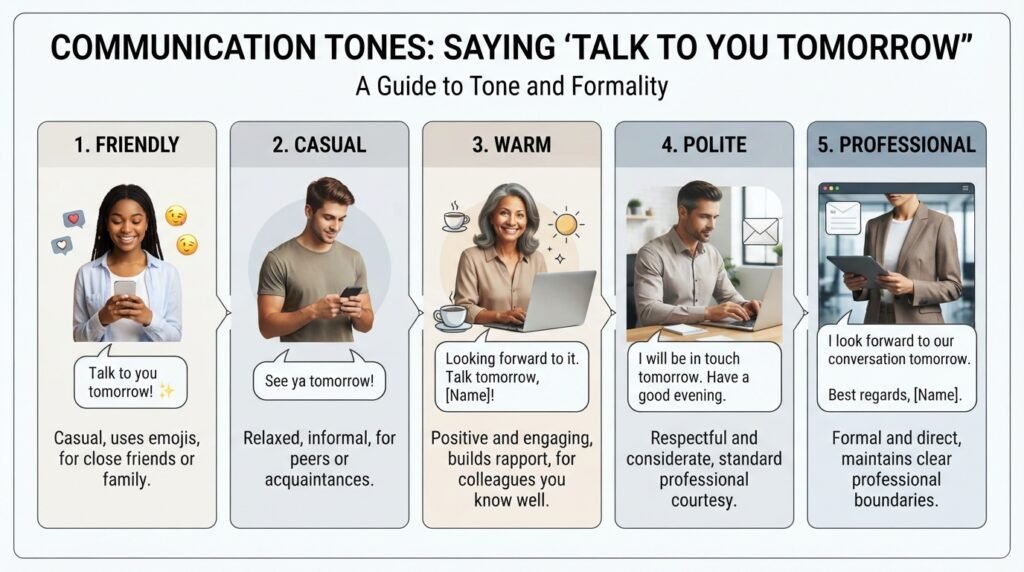 Different ways to say talk to you tomorrow based on tone and situation