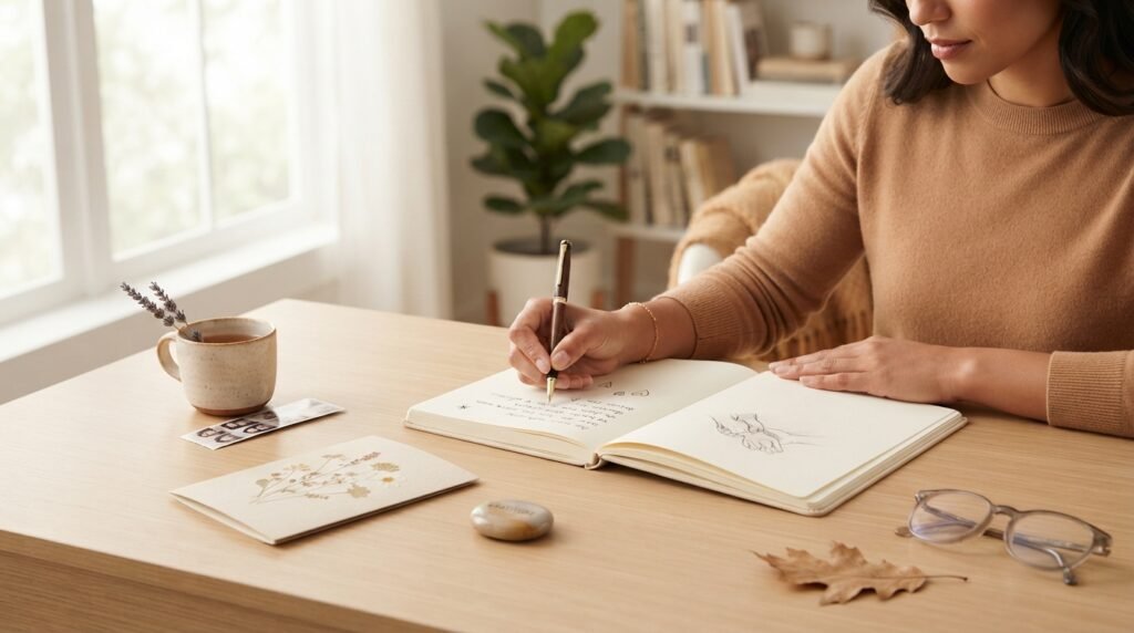 Person writing a heartfelt message to express appreciation for a friend