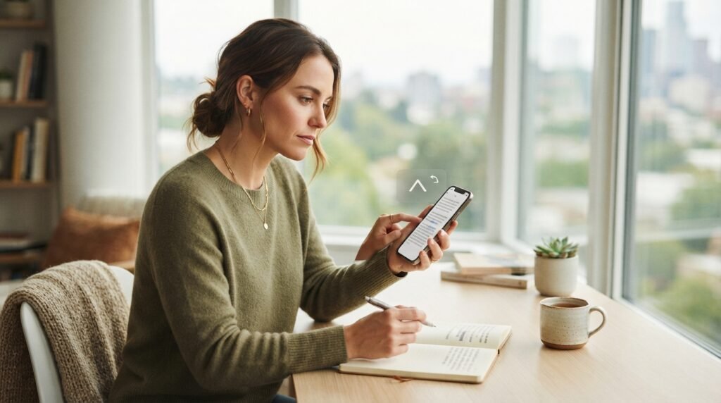 Person reviewing a friendship message to choose the right words