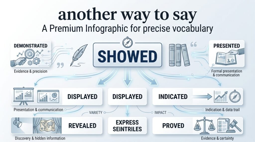 Meaning of another way to say showed with common alternatives