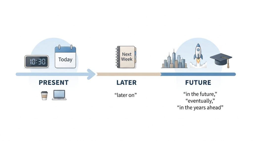 Timeline showing another way to say in the future