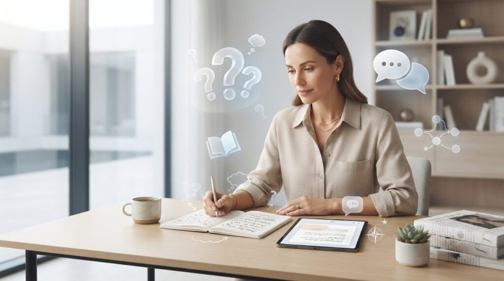 Professional illustration representing common questions about alternatives to the phrase next step