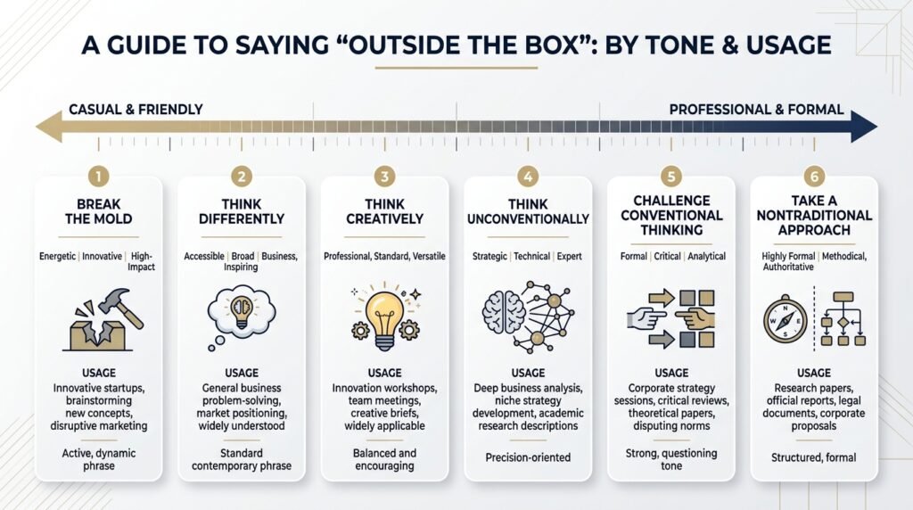 Comparison of outside the box alternatives by tone and usage
