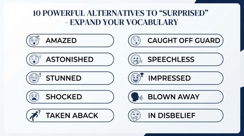 Comparison of synonyms and alternatives for surprised