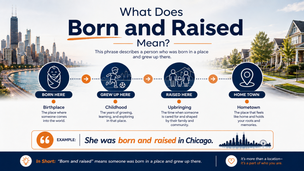 What born and raised means and how it describes birthplace and childhood