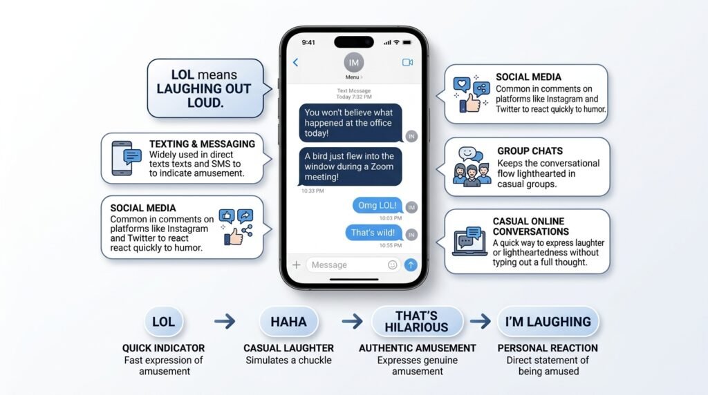 Meaning of LOL and how it is used in texting and online conversations