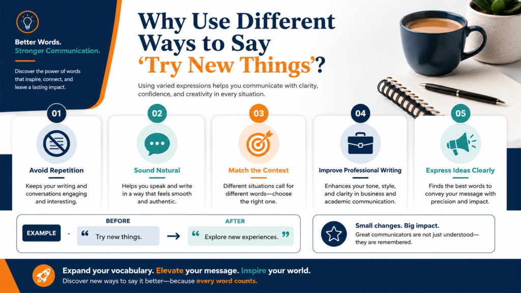 Benefits of using different ways to say try new things