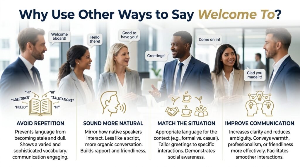 Benefits of using other ways to say welcome to in different situations